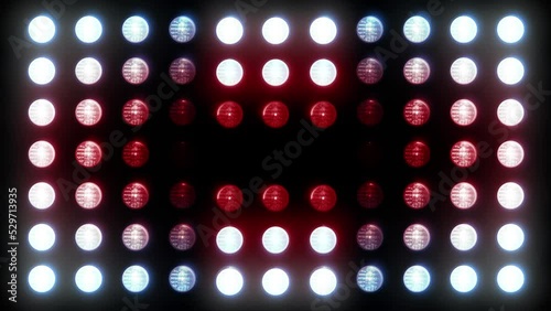 flashing Led wall light. Animation of flashing light bulbs on led wall or projectors for stage lights. Flashes on 27 different screens  4K video