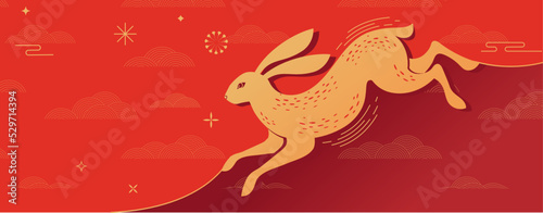 Print op canvas Chinese new year 2023 year of the rabbit - Chinese zodiac symbol, Lunar new year