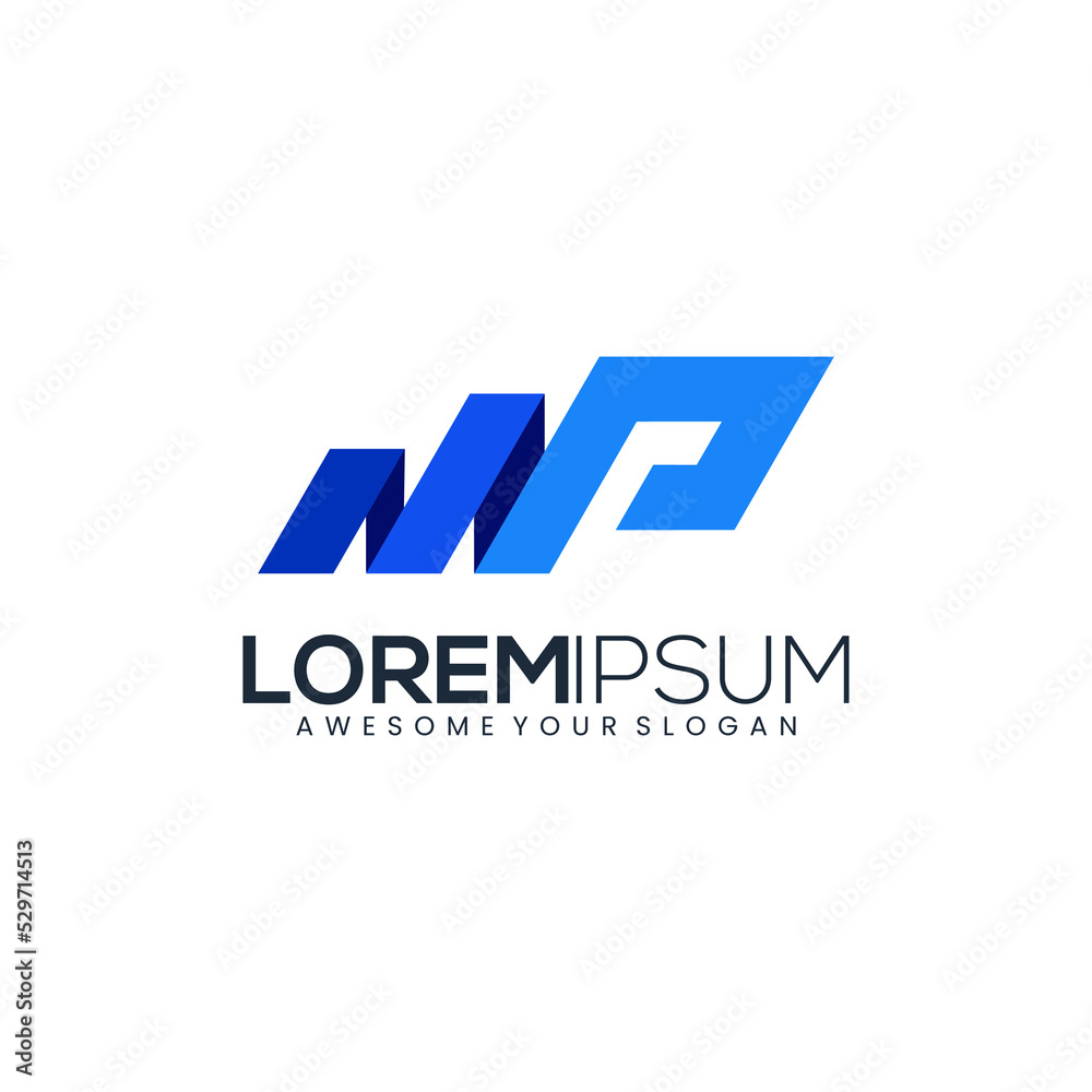 business logo letter P blues color gradient business logo letter P blues color gradient