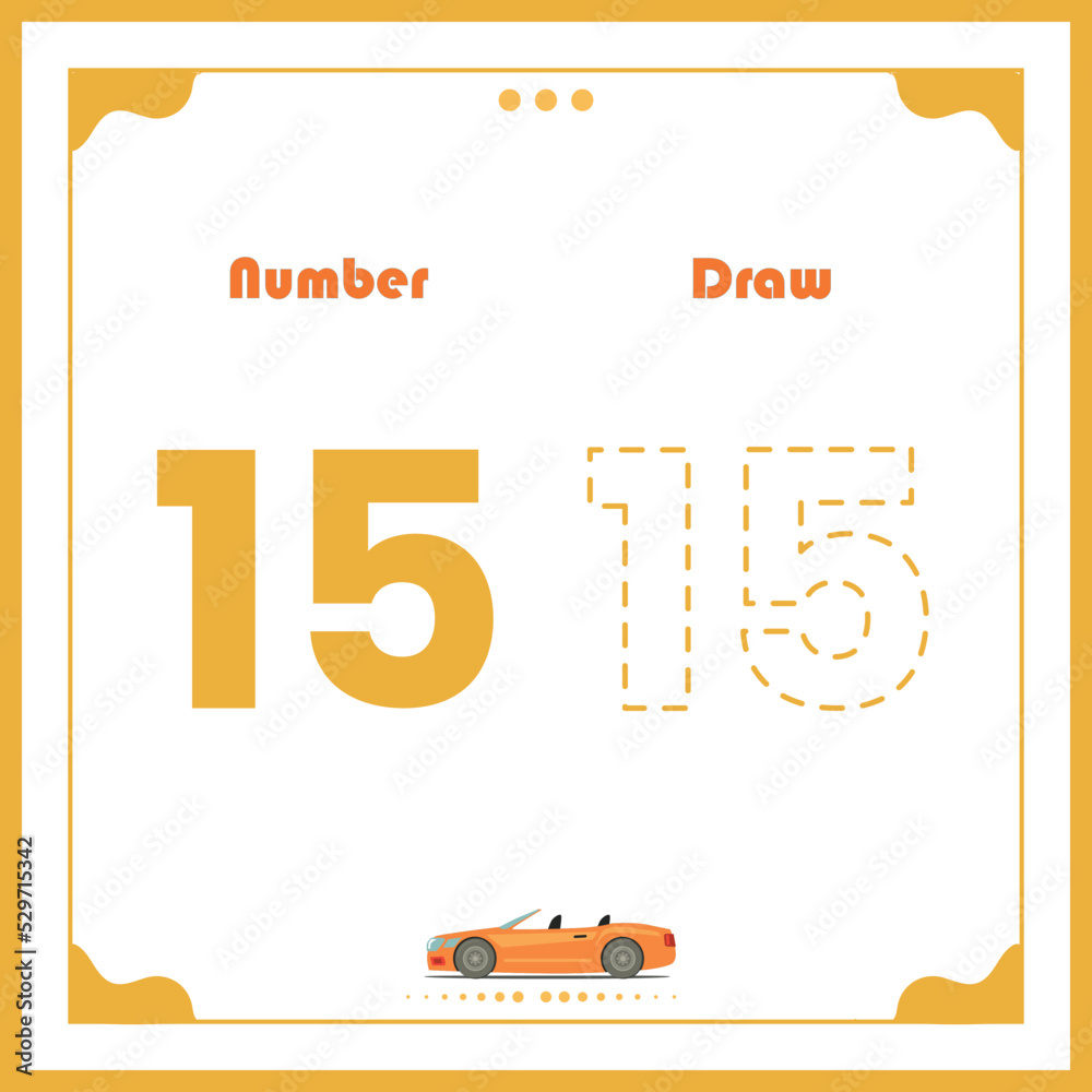 Naklejka premium Number Drawing for Kids Fun Outline Vector Preschool Number Illustration for Kids Learning Activity for Back to School Number Coloring Book