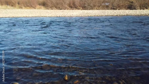 Mountain river. Shooting on the river bank. photo