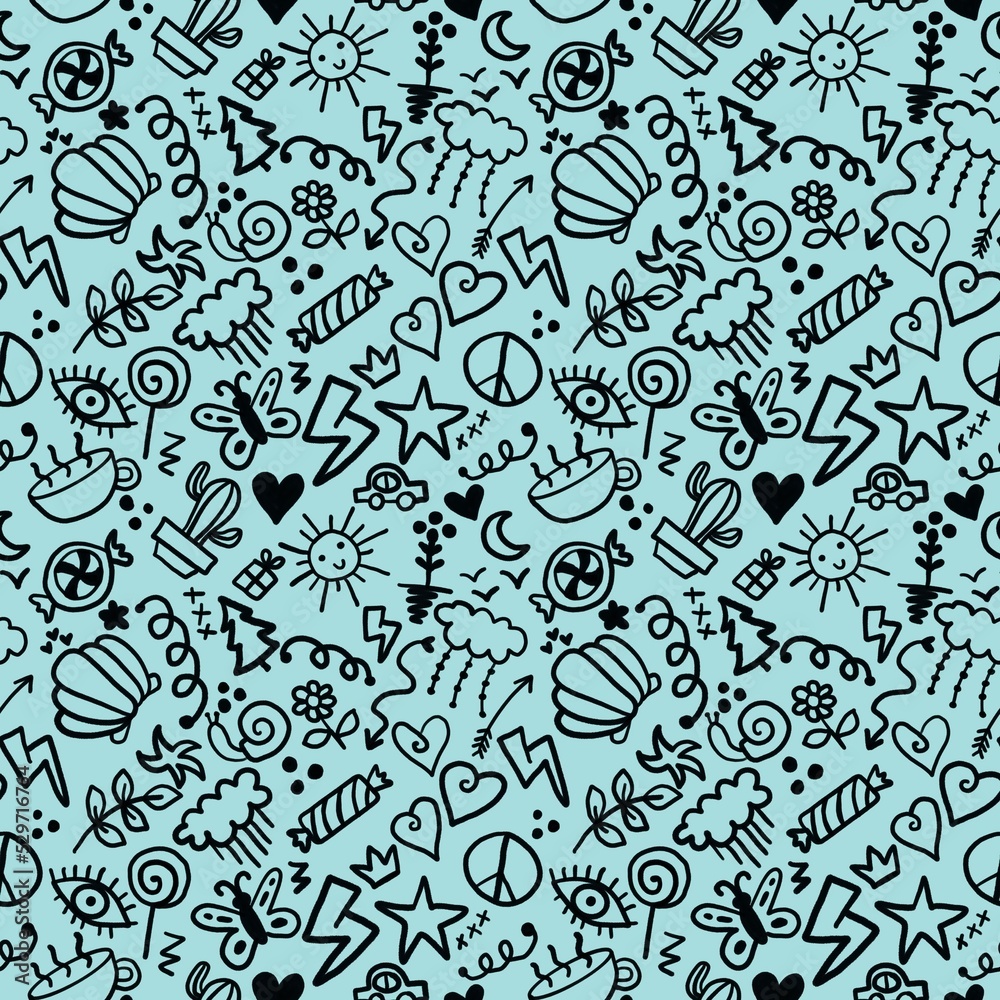 Chalkboard doodle cartoon seamless back to school pattern for kids clothes print and wrapping paper Chalkboard doodle cartoon seamless back to school pattern for kids clothes print and wrapping paper