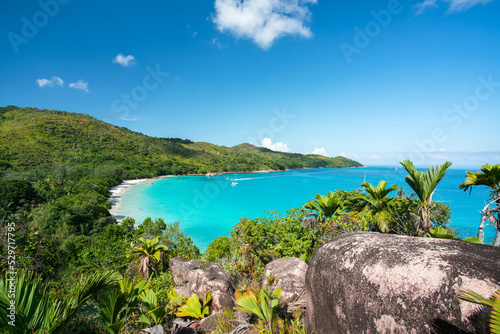 View of Anse Georgettes beach, Praslin Island, Seychelles  © eyetronic