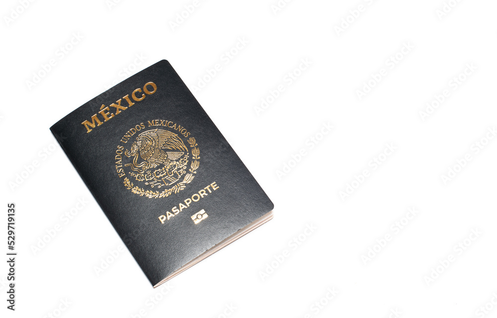 mexican passport isolated on a white background, international travel document from mexico, immigration to usa mexican passport isolated on a white background, international travel document from mexico, immigration to usa