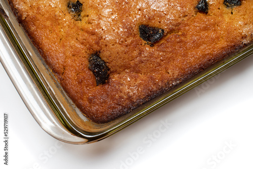 Fotografie piece of craft cornbread home made Johnny bread made of corn flour and fig piece