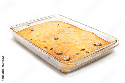 Fotografie piece of craft cornbread home made Johnny bread made of corn flour and fig piece