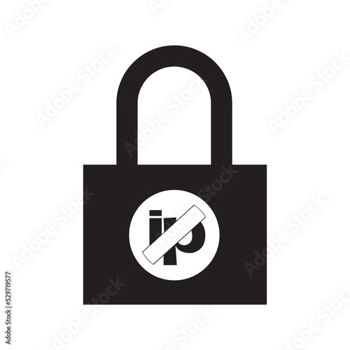 Lock out Ip block icon | Black Vector illustration |