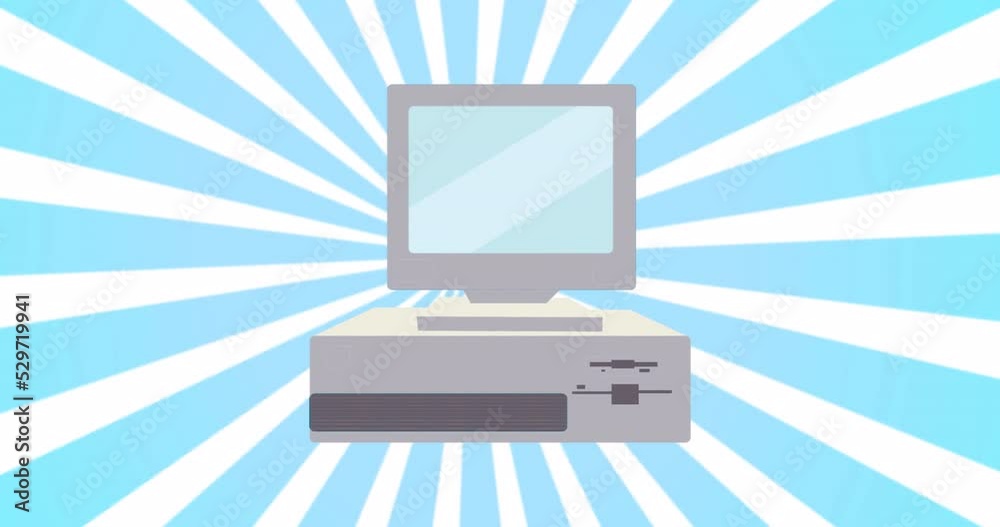 Animation motion loop design of an old retro hipster personal computer ...