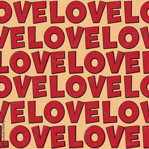 Romantic background with the word love, a seamless pattern