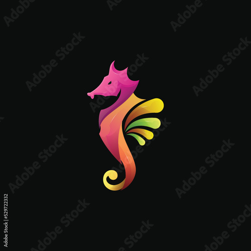 Gradient seahorse logo vector design
