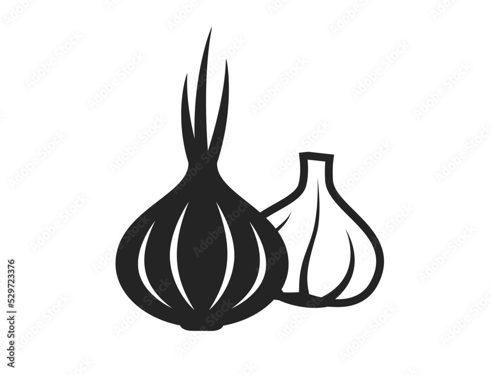 onion and garlic icon. organic vegetable, harvest and agriculture symbol. isolated vector image