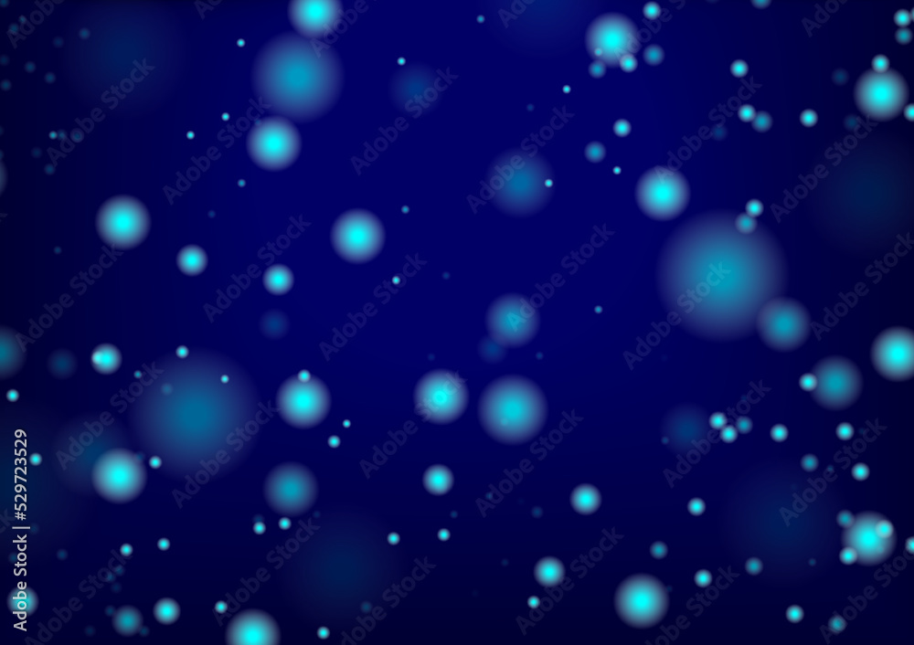 Light Blue and Turquoise color Bokeh gradient radius randomly around on dark saturation blue. Light Blue and Turquoise color Bokeh gradient radius randomly around on dark saturation blue.