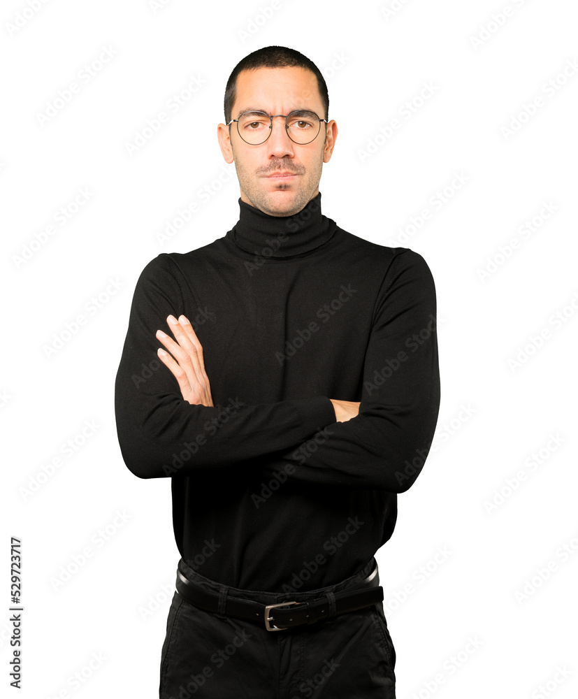 Serious young man with a gesture of disappointment Serious young man with a gesture of disappointment