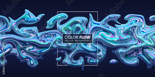 Abstract colorful paint flow. Wave liquid shape. Dynamic mixture of acrylic paints. Fluid trendy poster. Vector illustration