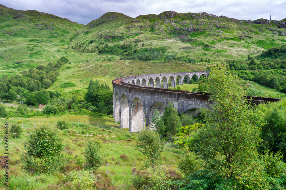 Glenfinnan Viaduct,set amongst beautiful,summertime Scottish Highland scenery,Glenfinnan, Scotland, UK.