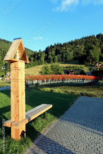 Fototapeta Naklejka Na Ścianę i Meble -  Footbridge over the Zylica river in Szczyrk, Poland