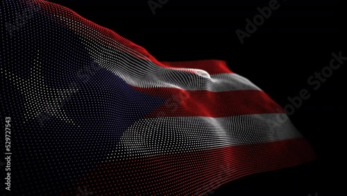 Seamless looping animated digital flag of Puerto Rico overlay rendered of points in 4K resolution including luma matte