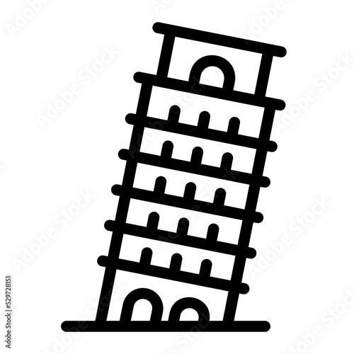 pisa tower line icon