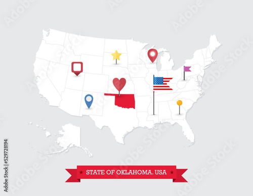 Oklahoma State map highlighted on USA map