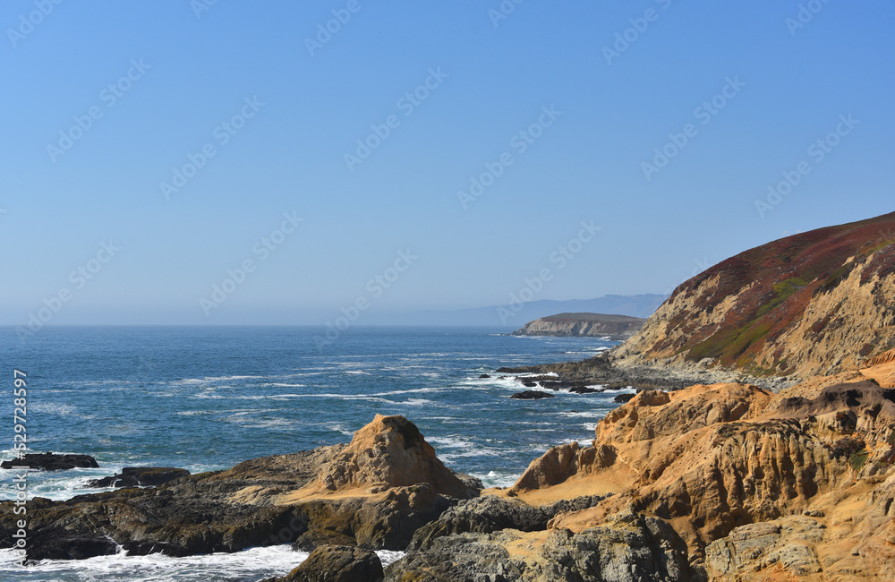 California- Large Format Panorama of the Beautifully Colorful Coastline Near Bodega Bay