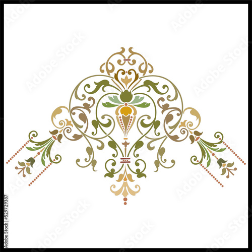 Arabic arabesque design greeting card. Islamic ornamental colorful detail of mosaic.Vector illustration.