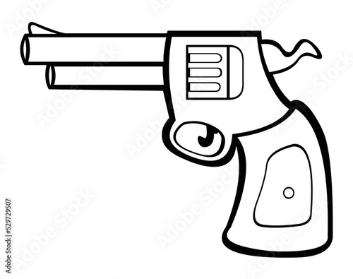 Vector illustration of a cowboy or sheriff gun drawn in black and white