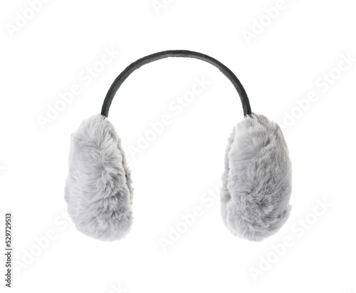 Photos Stylish warm soft earmuffs isolated on white