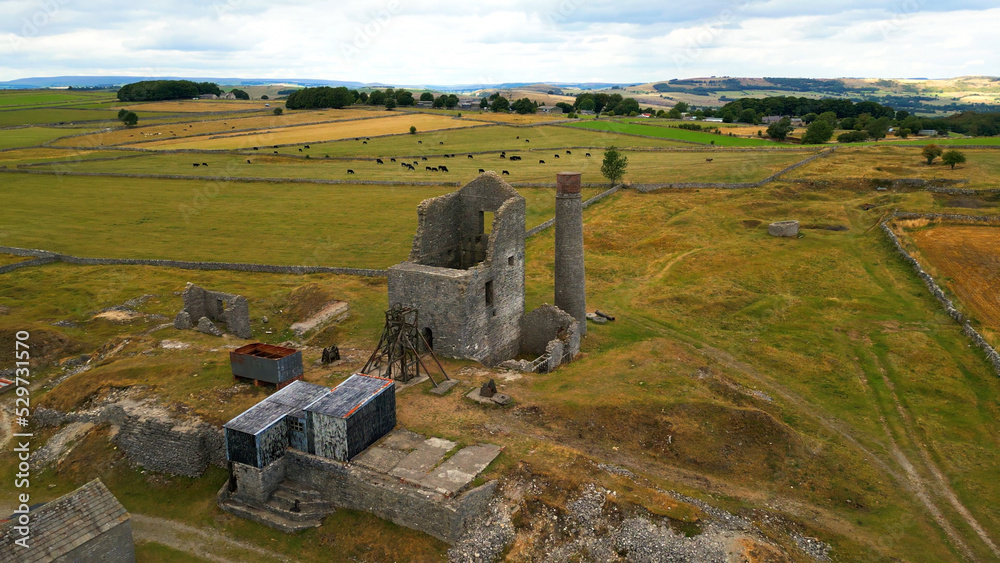 Magpie Mine at the Peak District National Park - aerial view - drone photography