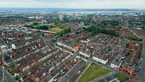 The residential area of Liverpool Anfield from above - drone photography © 4kclips