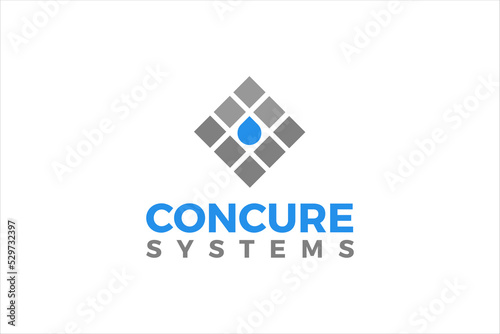 Concrete slump test system logo design water waterproof layer raindrop icon