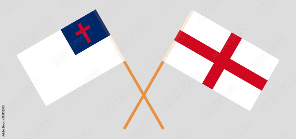 Crossed flags of christianity and England. Official colors. Correct proportion