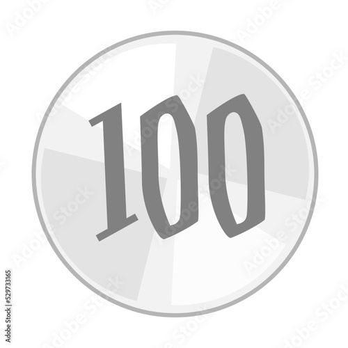 100円玉のイラスト。日本の硬貨。