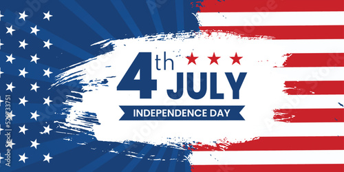 USA 4th of July modern colorful lettering design on blue, USA, united states of America waving flag banner background, poster, sale banner, discount banner, web banner, greeting card, etc.