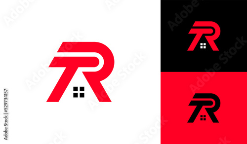 Letter TR logo with house window for real estate company