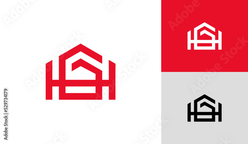 Abstract house logo with letter HG or GH