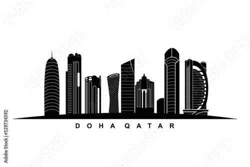 Doha Skyline Silhouette vector illustration