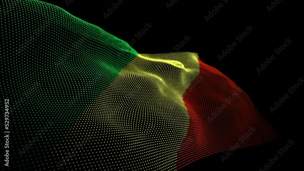 Seamless looping animated digital flag of Republic of the Congo overlay rendered of points in 4K resolution including luma matte