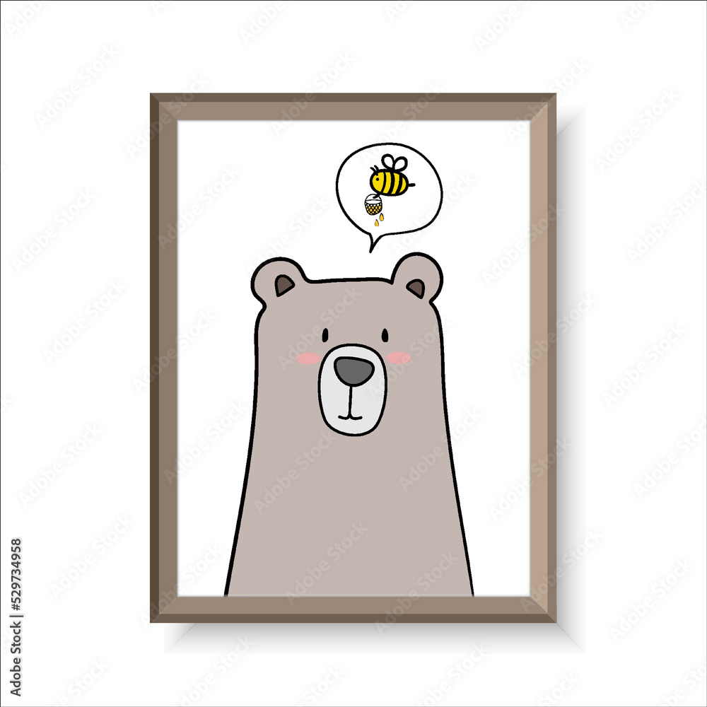 simple childish hand drawn cute brown bear this of honey line art for wallpaper, background, picture, poster, painting, drawing, postcard, billboard, banner, label, print element etc. vector design. simple childish hand drawn cute brown bear this of honey line art for wallpaper, background, picture, poster, painting, drawing, postcard, billboard, banner, label, print element etc. vector design.
