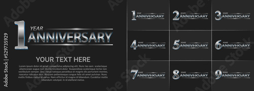 set of anniversary silver color can be use for celebration event