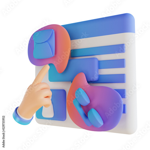 3D illustration hand and contact options