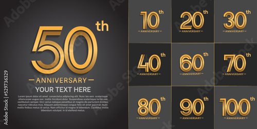 set of anniversary premium golden color can be use for celebration event