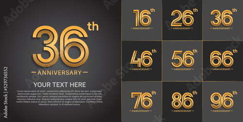 set of anniversary premium golden color can be use for celebration event
