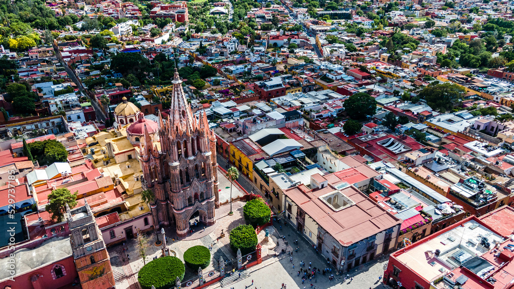 Aerial View of San Miguel de Allende in Mexico After Sunset