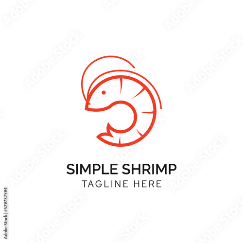 Minimalist simple shrimp logo design vector Inspiration