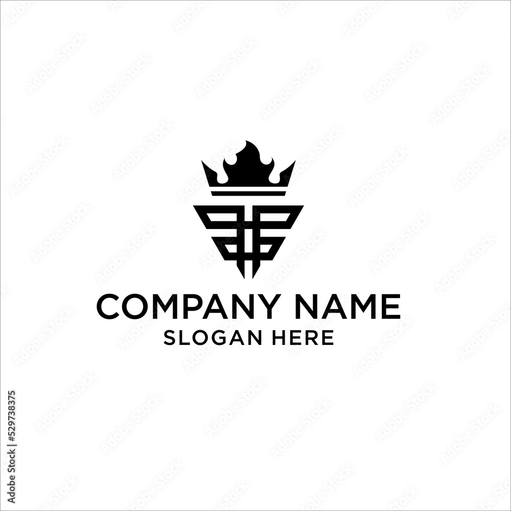Fototapeta premium Ff logo monogram emblem style with crown shape vector ,logo 