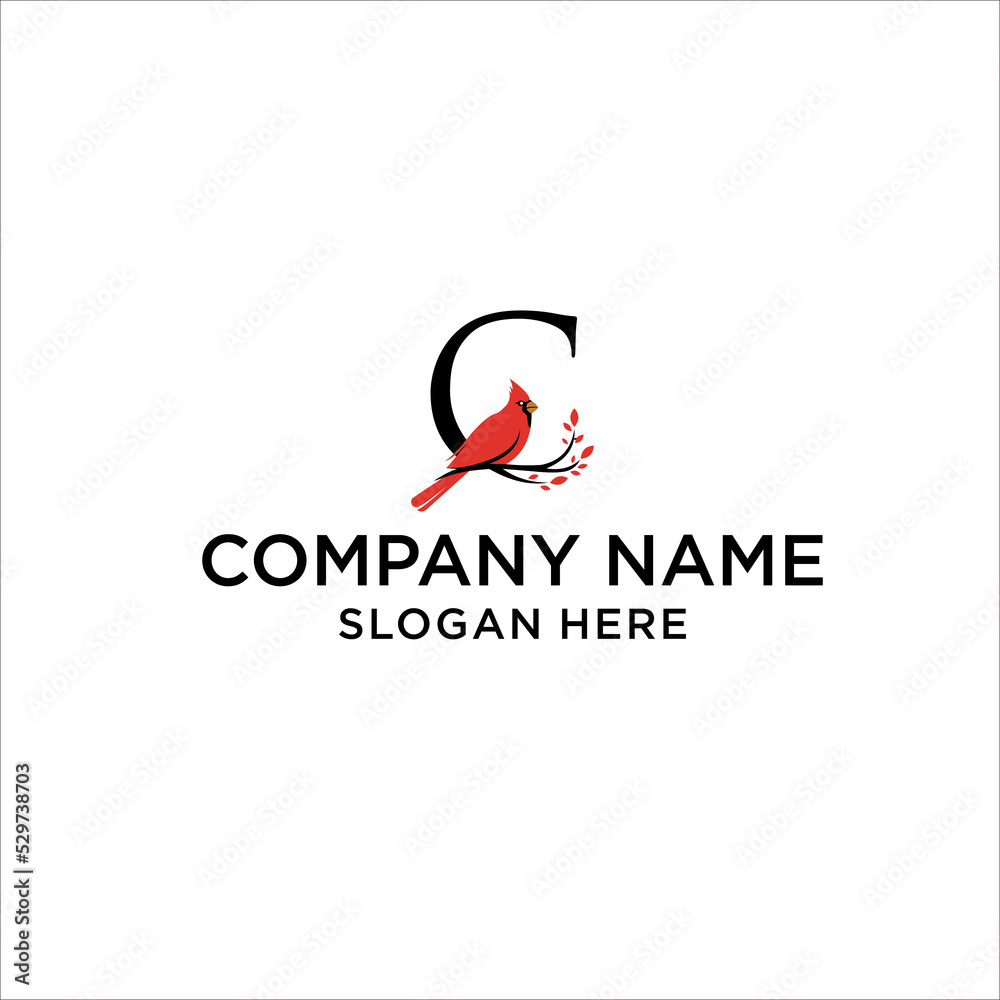Latter C Cardinal Bird Vector Logo Template Latter C Cardinal Bird Vector Logo Template