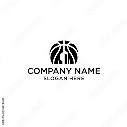 Free Download Basketball logo combination with city building vector illustration template - GFXLoad
