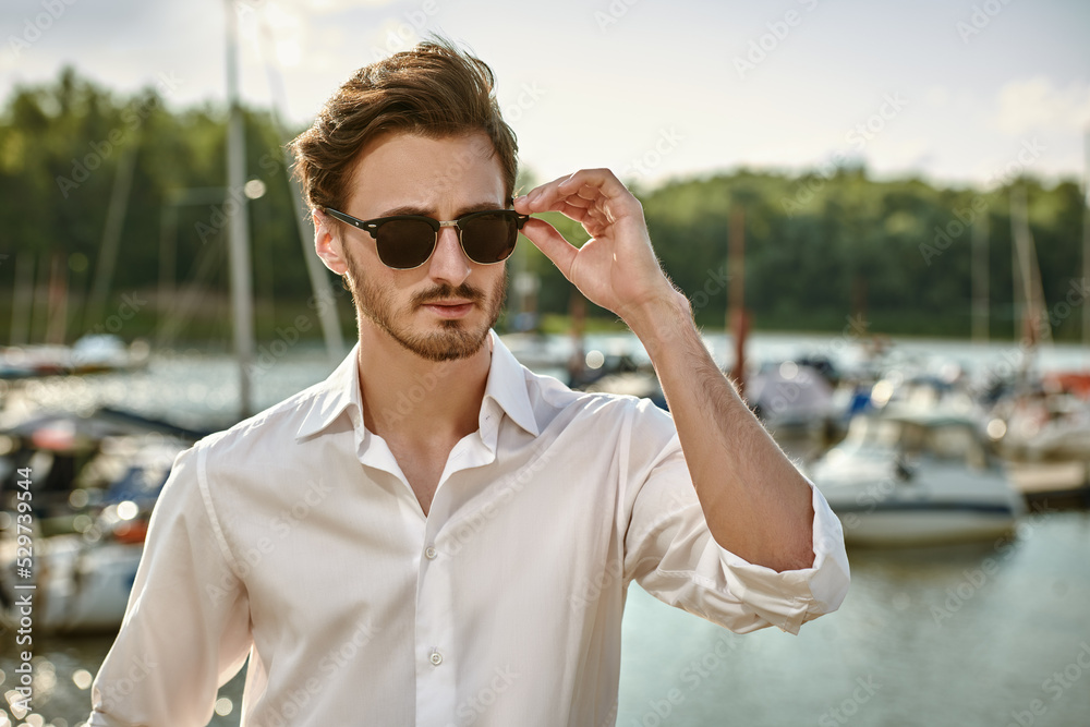 man in yacht marina
