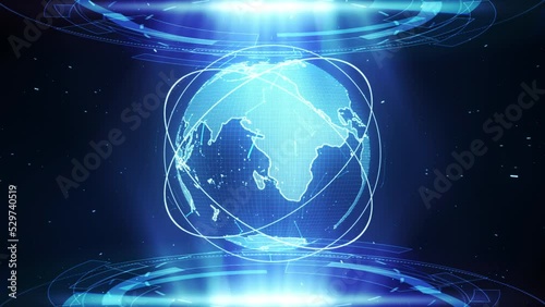 Seamless Loop Digital Earth Technology World Hologram Light Futuristic Hud Background