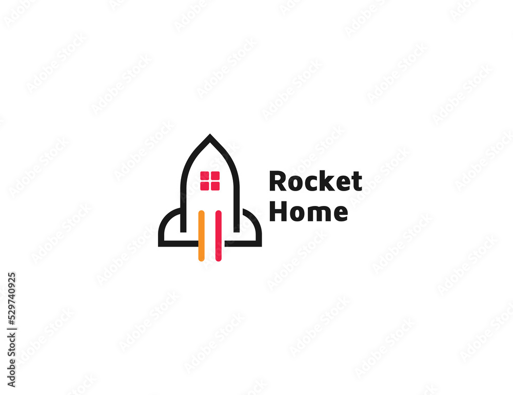 Rocket logo with house design illustration Rocket logo with house design illustration